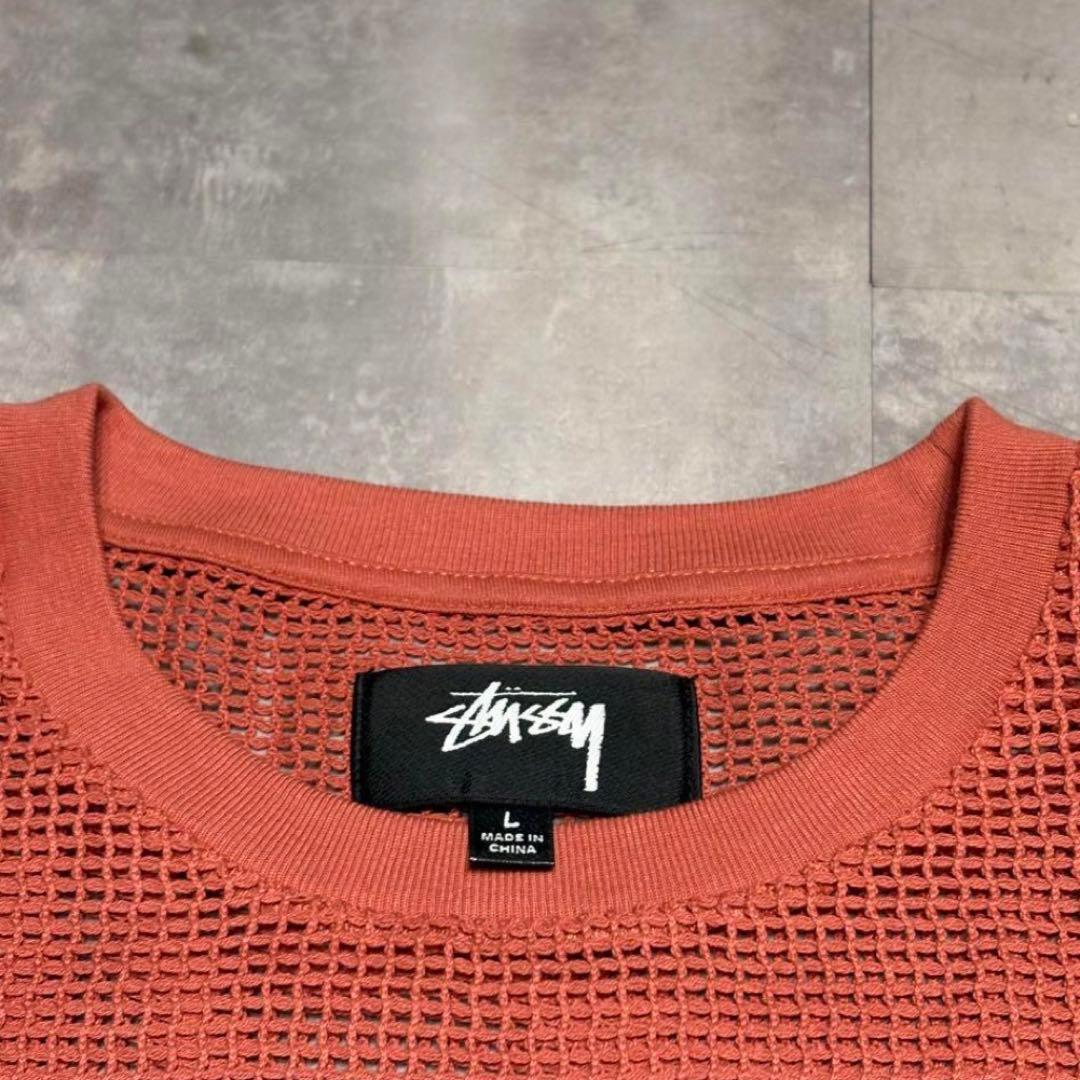 茶 stussy 22SS Cotton Mesh LS Crew Top