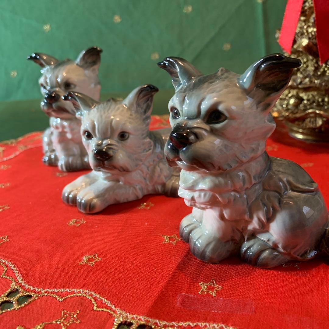 ゲーベル人形　西ドイツ製　陶器置物　ビンテージの可愛い3匹セットの仲良し兄弟！