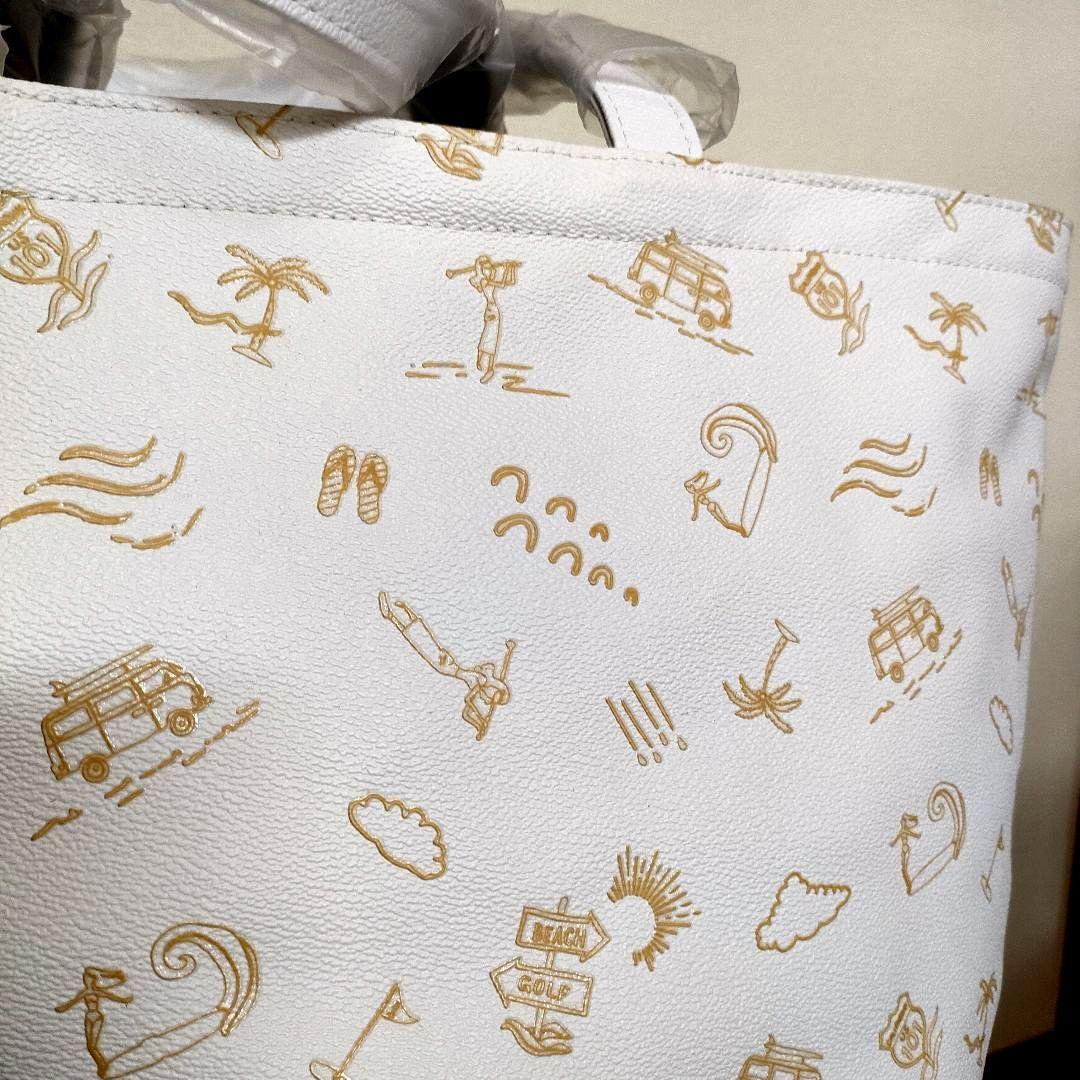 ★未使用品★Callawayゴルフトートバックビーチモチーフ 合成皮革 ホワイト