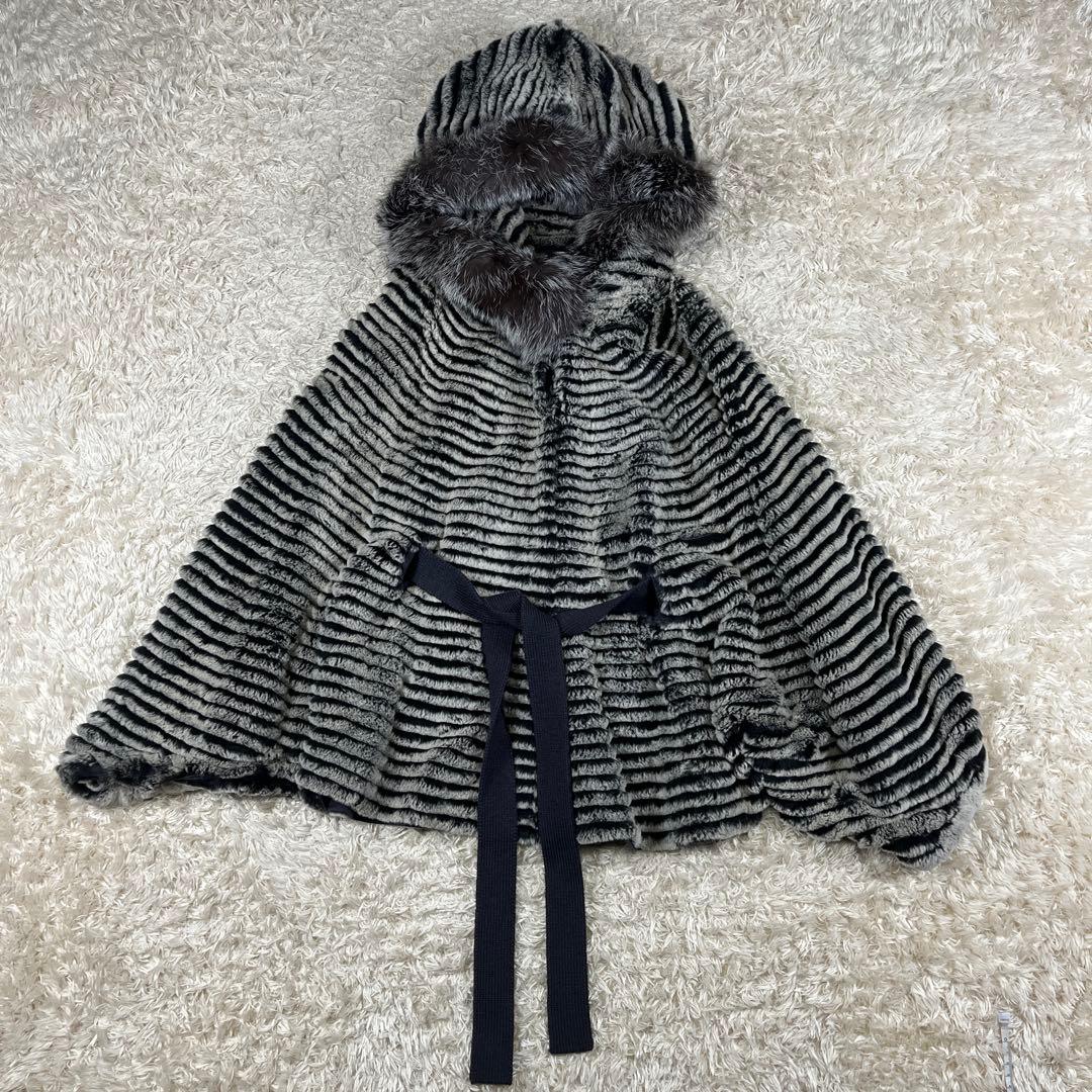 ARBORENTE レッキス シルバーフォックス ファー ポンチョ M~Lサイズ