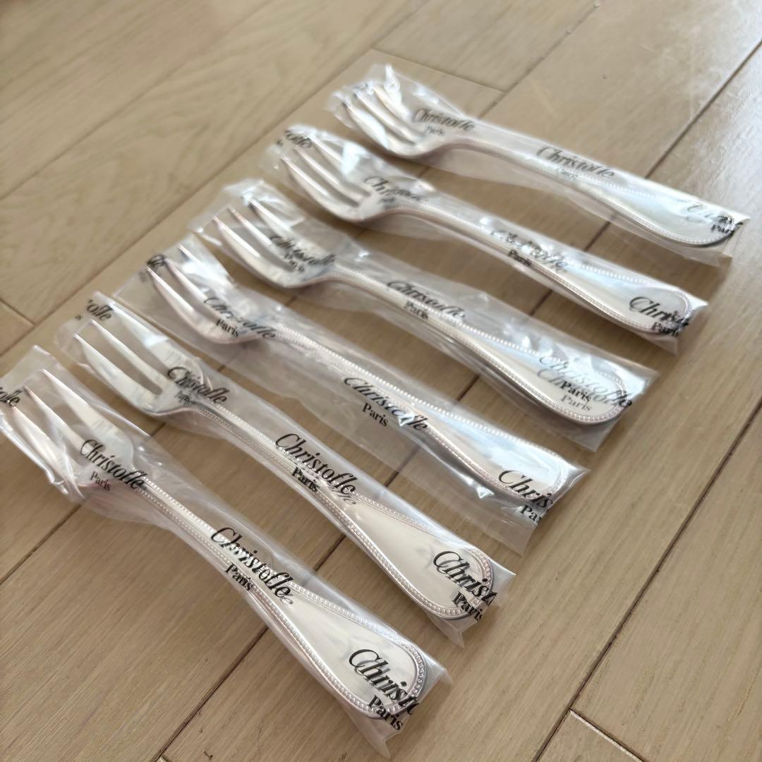 【新品未使用 Christofle】フォーク パール 6点セット