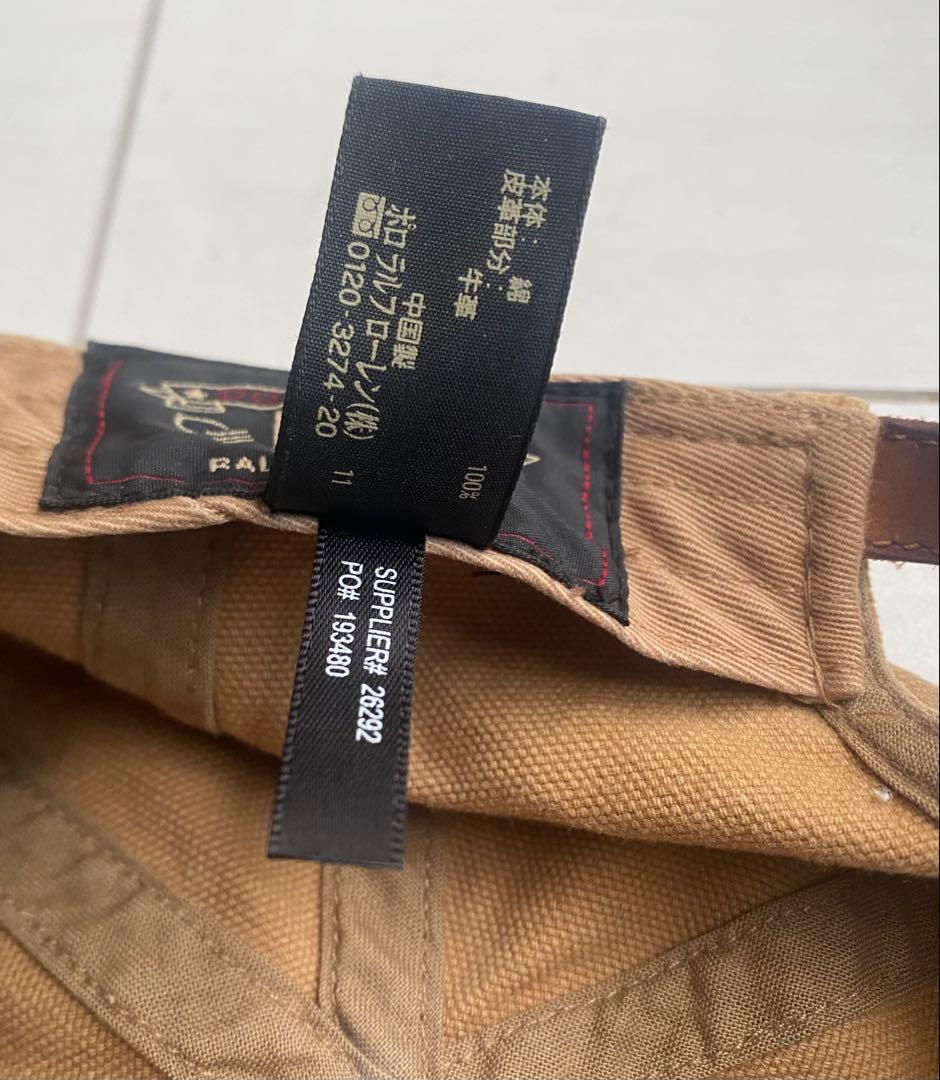 美品 00s RRL 革 レザー キャンバス ダック地 cap キャップ 帽子