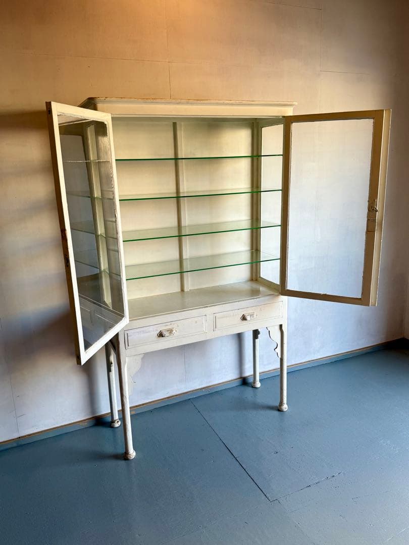 引取り限定 ケビント 医療棚 飾り棚 キャビネット 木製 ガラスショーケース