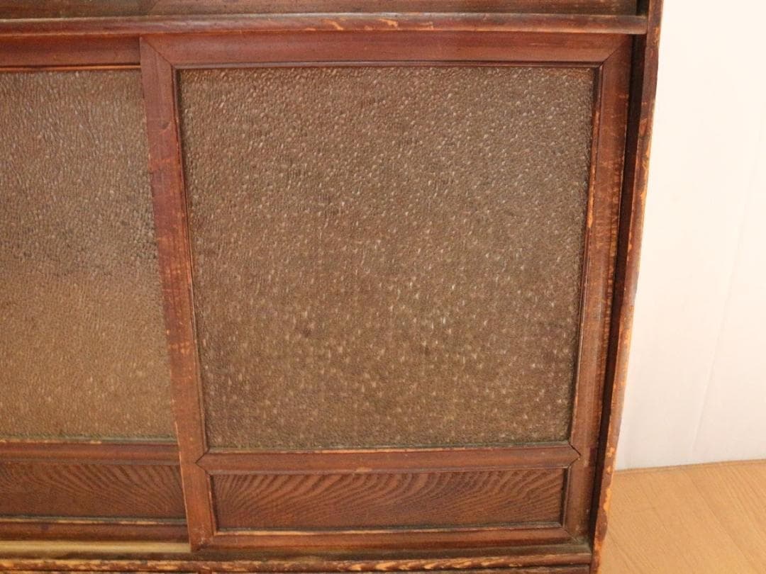 茶箪笥収納棚食器棚タンスダイヤガラス時代物 アンティーク 和モダン 昭和レトロ