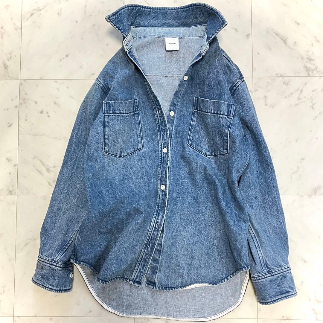 美品 スピックアンドスパン デニムシャツ インディゴブルー F