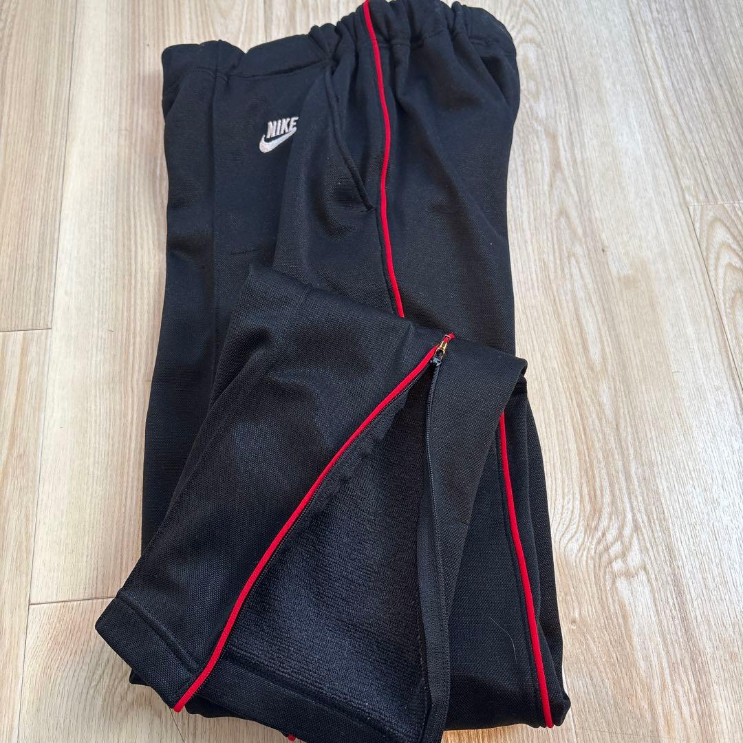 80s OLD NIKE 紺タグトラックパンツ　刺繍ロゴ　ジャージ　ブラック