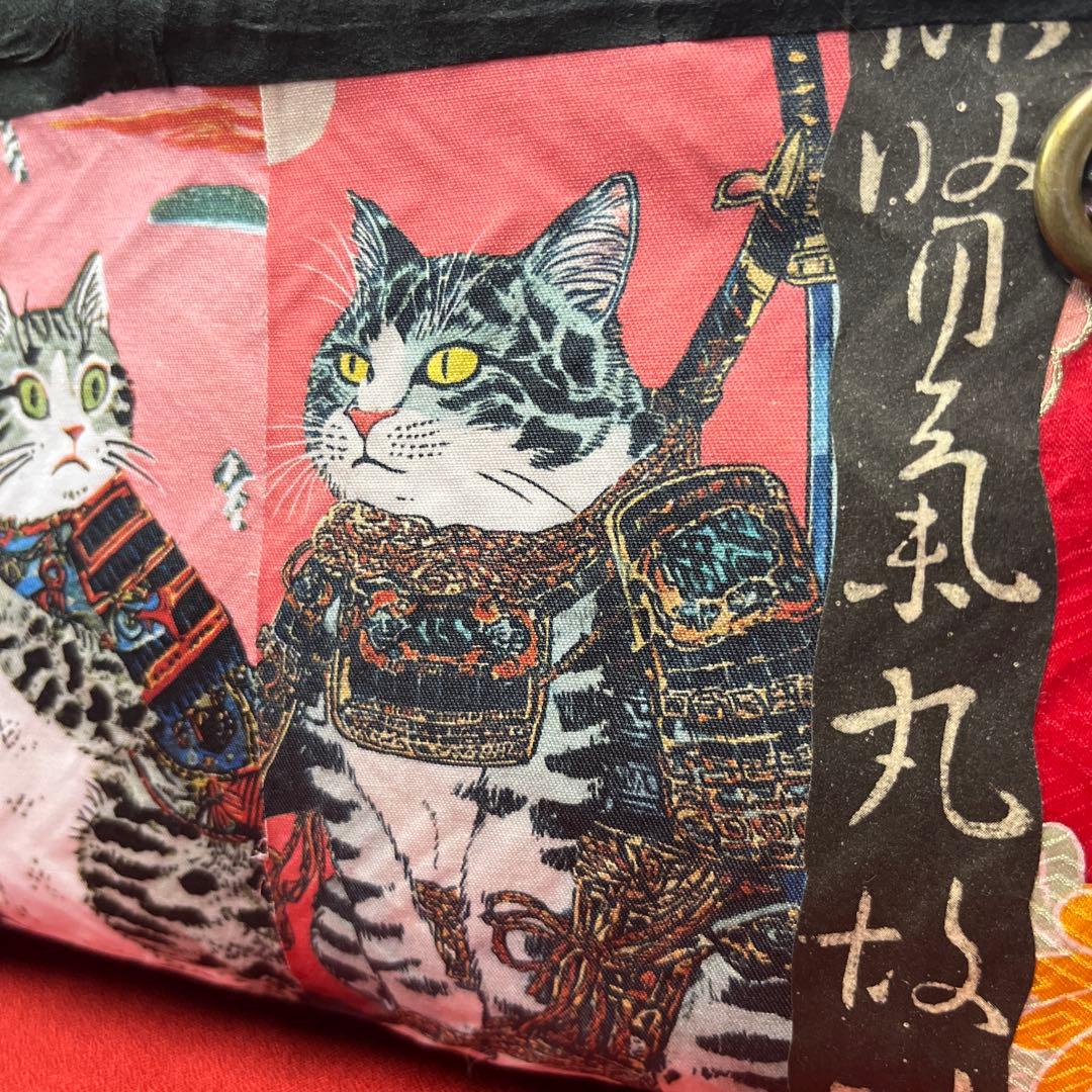 和猫 一閑張り バッグ かごバッグ ハンドバッグ 花 浮世絵 和柄 小さめ