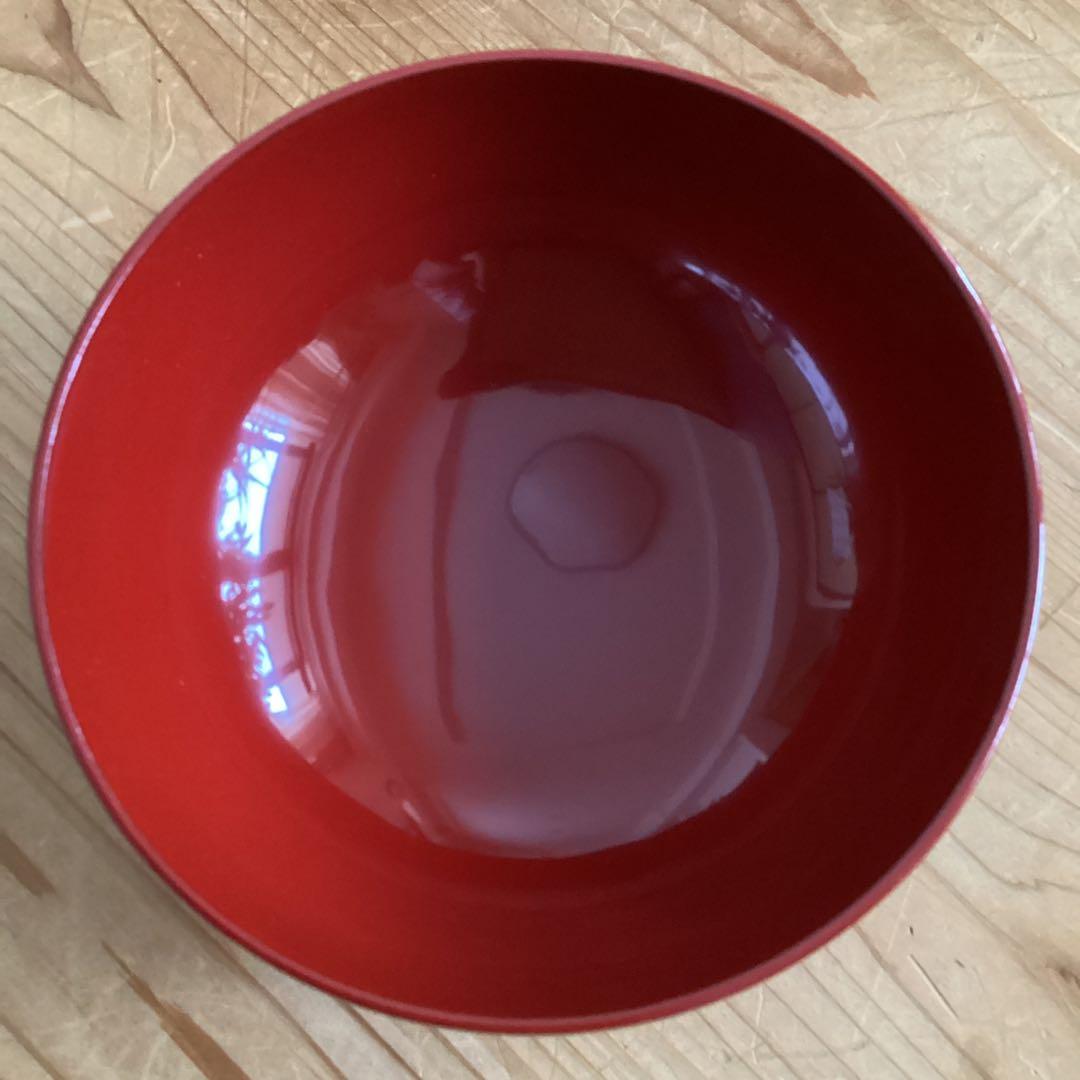 漆器　浄法寺塗　汁椀　５客　本朱　坂田漆器店　木製