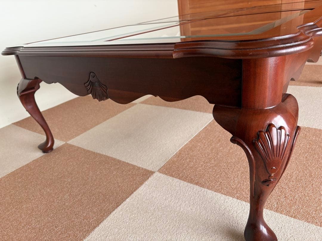 超美品　アメリカ家具定価20数万円、イーセンアーレン センター硝子テーブル、猫脚