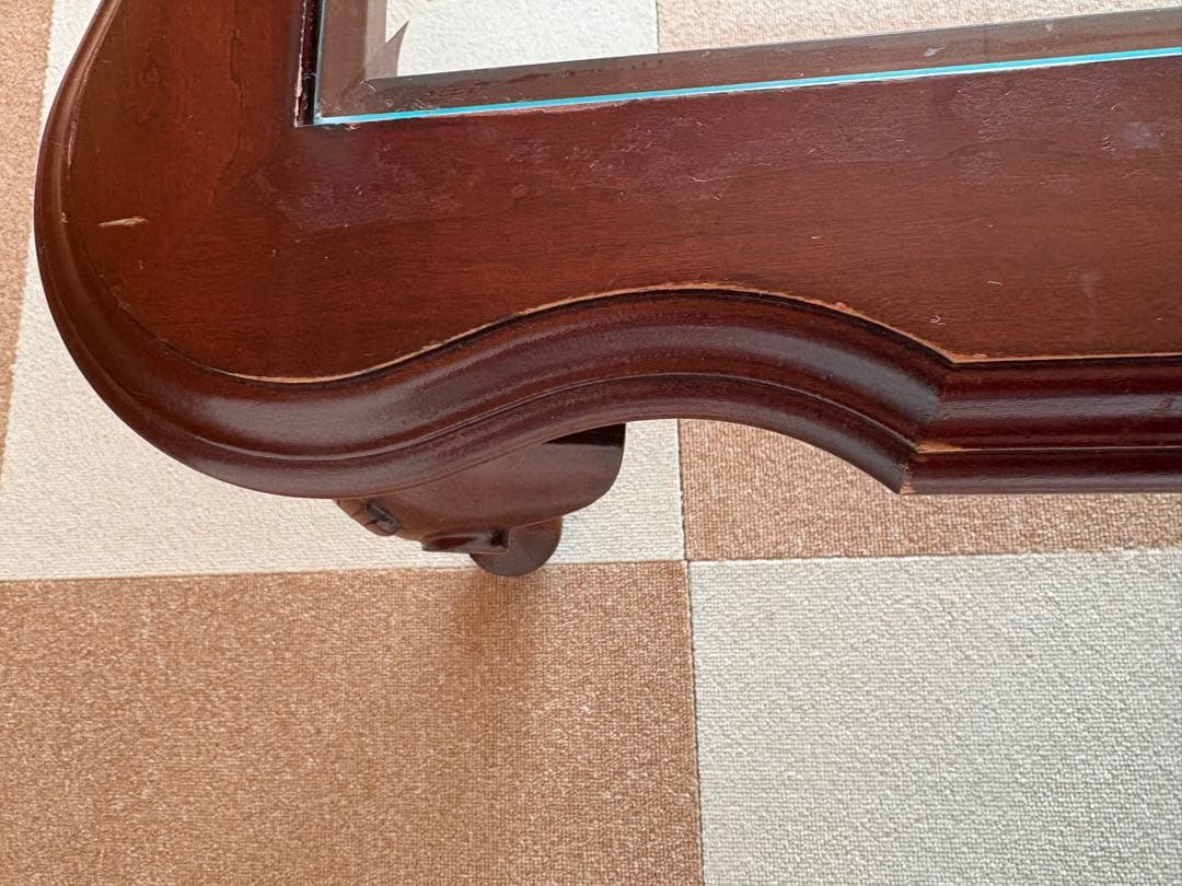 超美品　アメリカ家具定価20数万円、イーセンアーレン センター硝子テーブル、猫脚