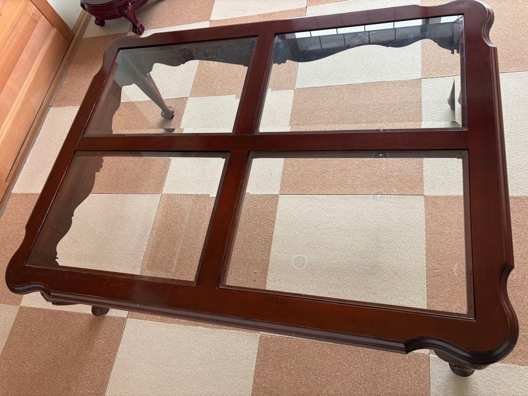 超美品　アメリカ家具定価20数万円、イーセンアーレン センター硝子テーブル、猫脚