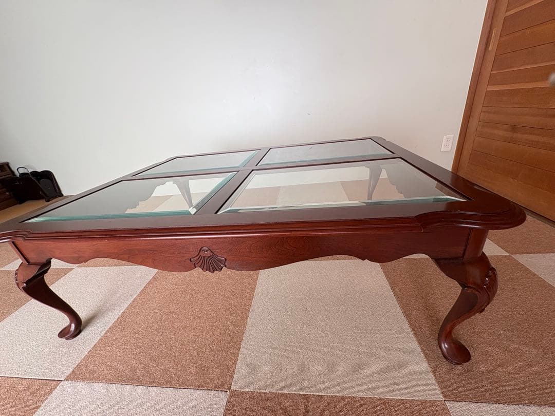 超美品　アメリカ家具定価20数万円、イーセンアーレン センター硝子テーブル、猫脚