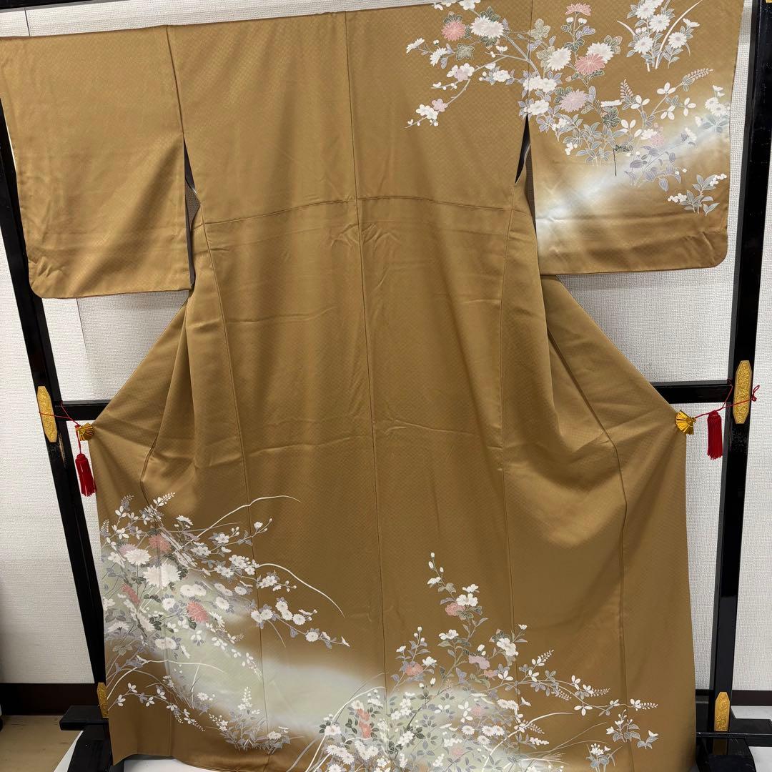 付下げ 美しい友禅 七宝地紋 紋なし 正絹AK-6226