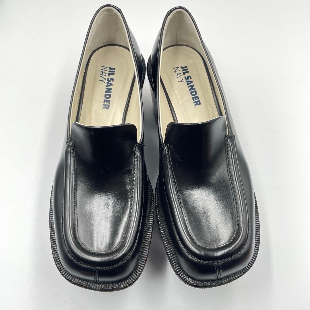 ジルサンダー　ネイビー　超厚底　ローファー　レザー　黒　23cm