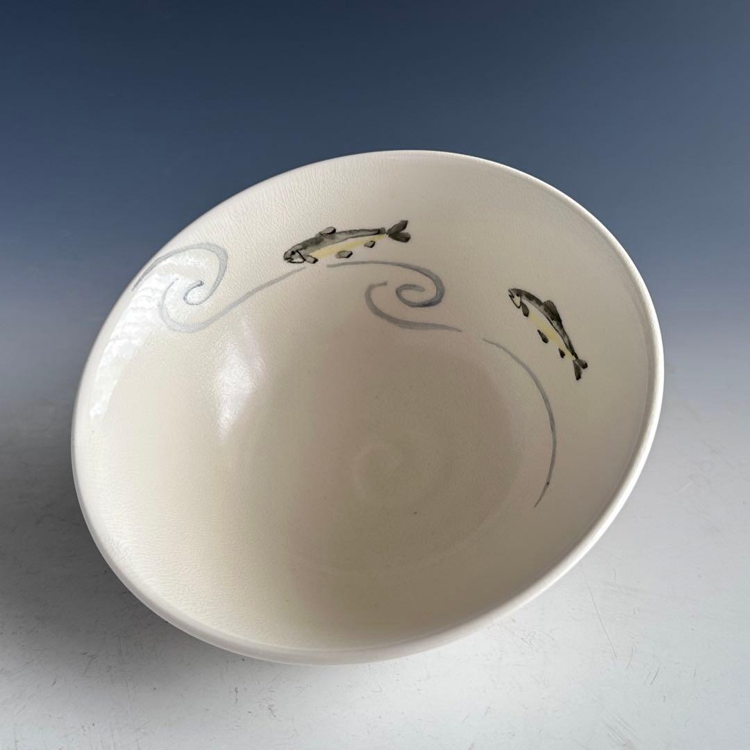 茶道具　薩摩　鮎絵　平茶碗　橋本陶正山　共箱　夏　稽古　茶会　あゆ