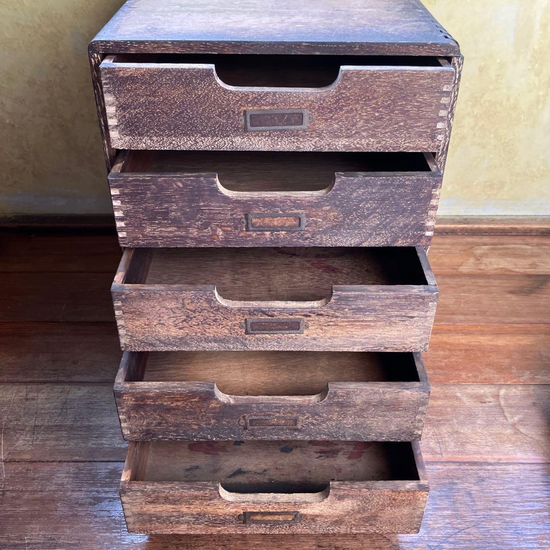 アンティーク 古引き出し 抽斗 5杯 小引き出し 木製 両面 古道具