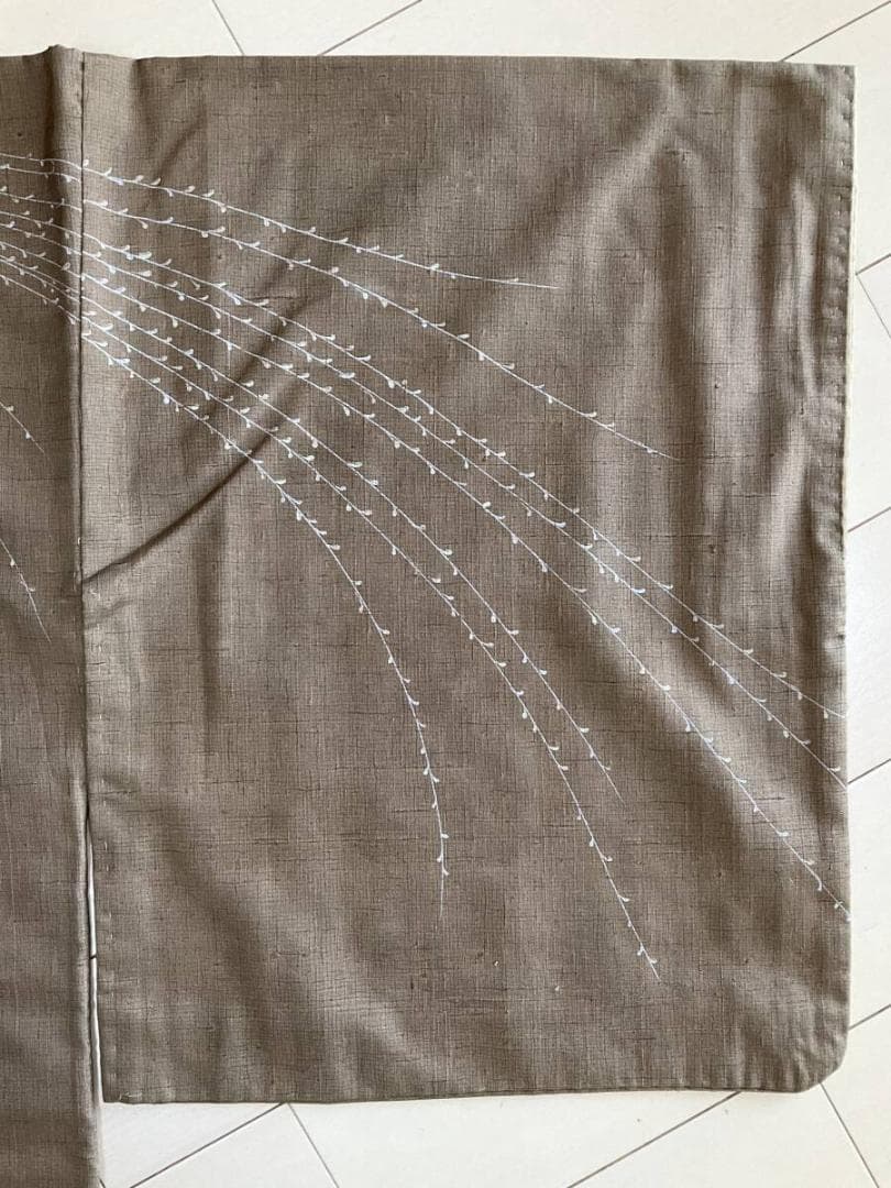 H*h様 ■E3919■美品■正絹■猫柳柄　紬　一つ紋　袷　訪問着■丈168　裄