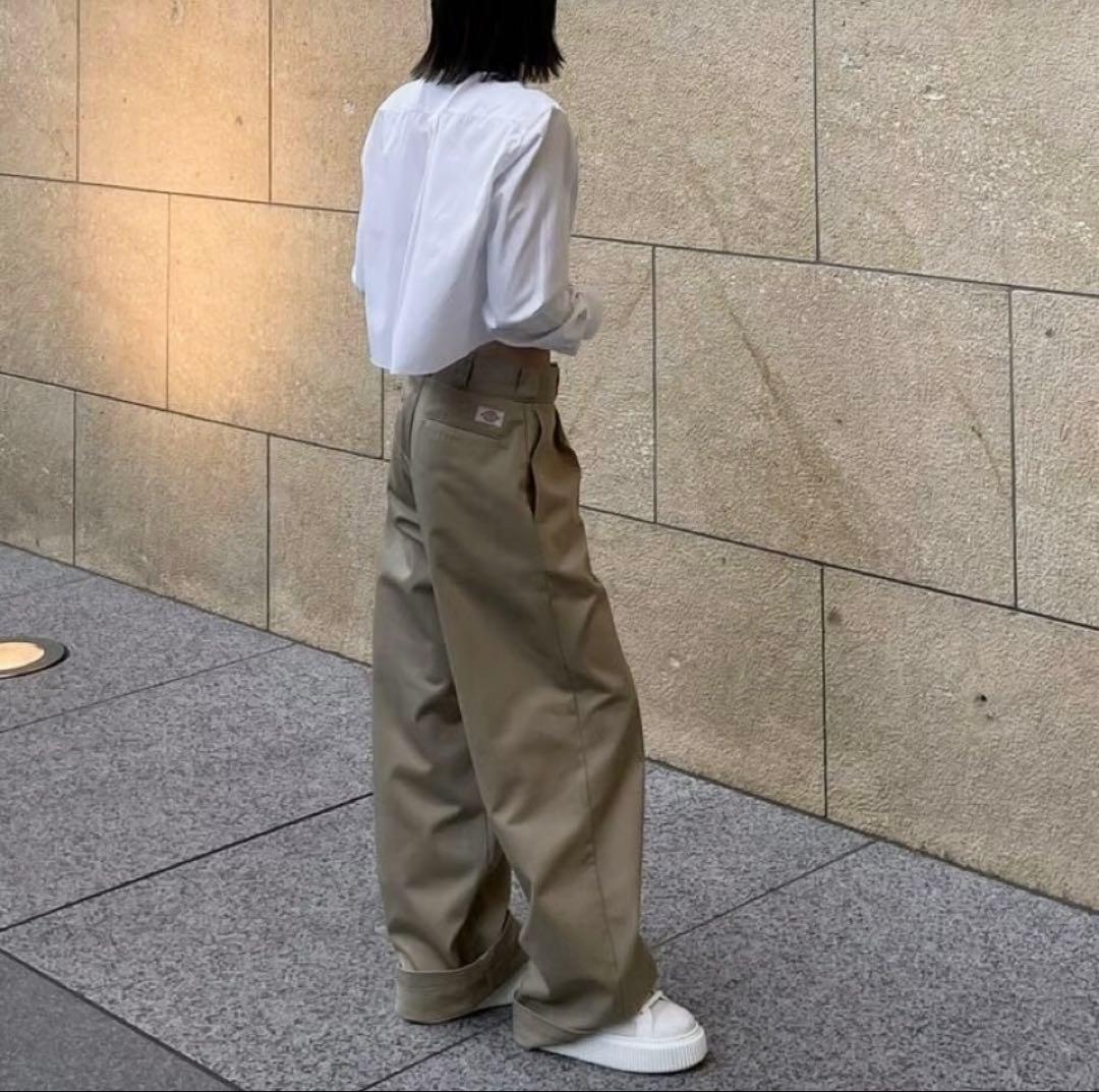 ok.soon×dickies wide chino pants ベージュ S