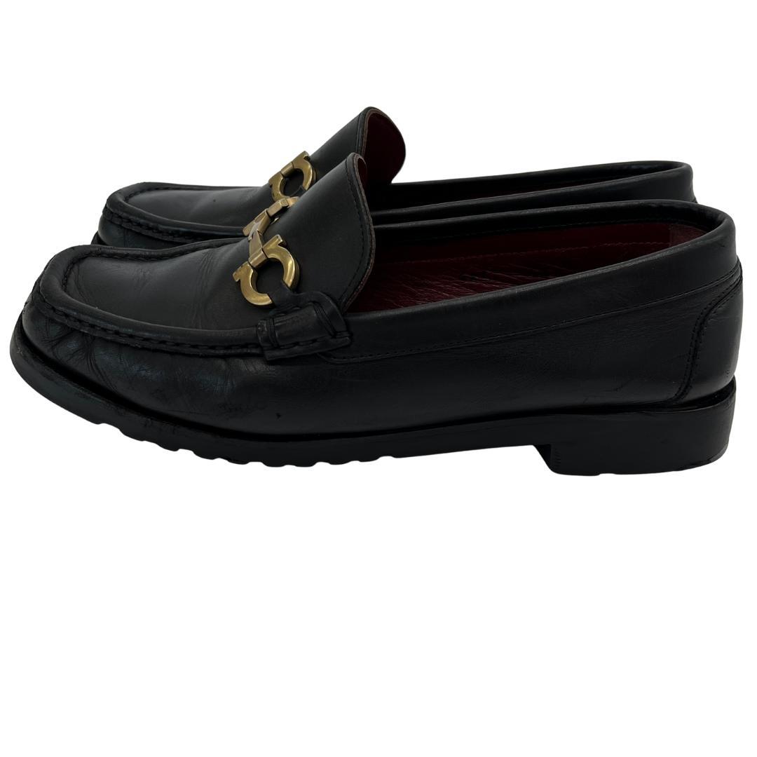 フェラガモ ガンチーニ金具 ローファー 黒 6.51/2【23.5】D【幅広め】