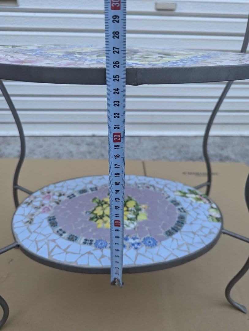 カナダ製　ヴィンテージ モザイクタイル 2段ティースタンド サイドテーブル