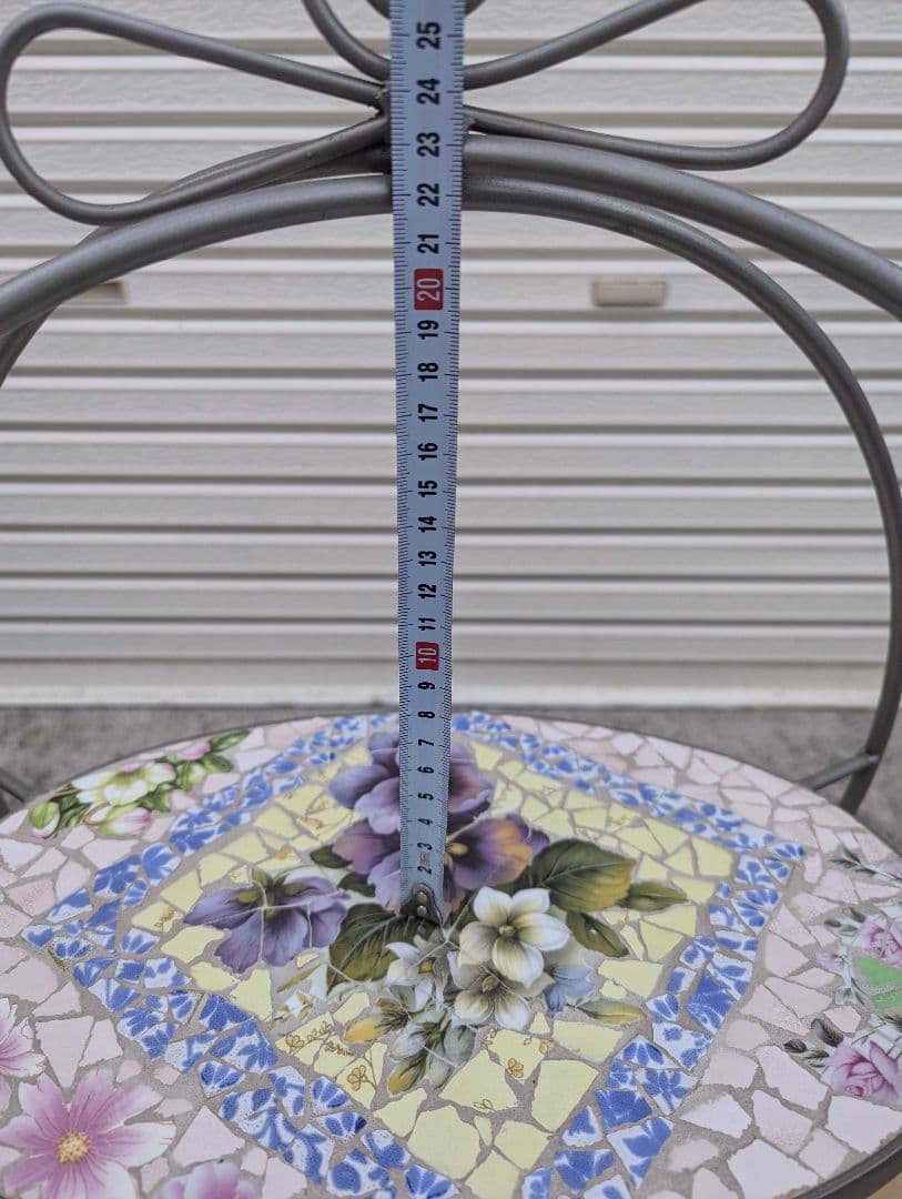 カナダ製　ヴィンテージ モザイクタイル 2段ティースタンド サイドテーブル