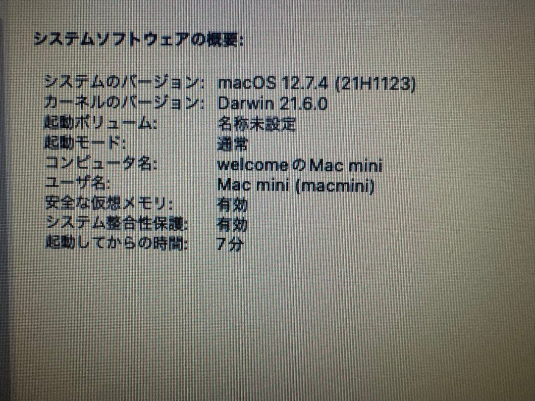 Macデスクトップ Macmini late2014 2.8Gh 250G 8G