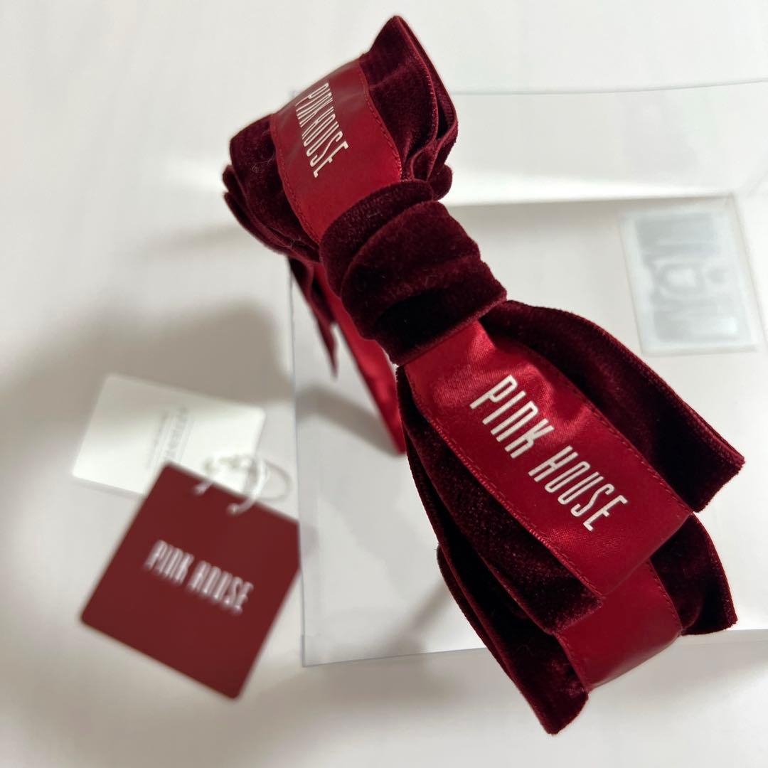 PINK HOUSEピンクハウス　リボンカチューシャ　赤色　ベルベット　新品
