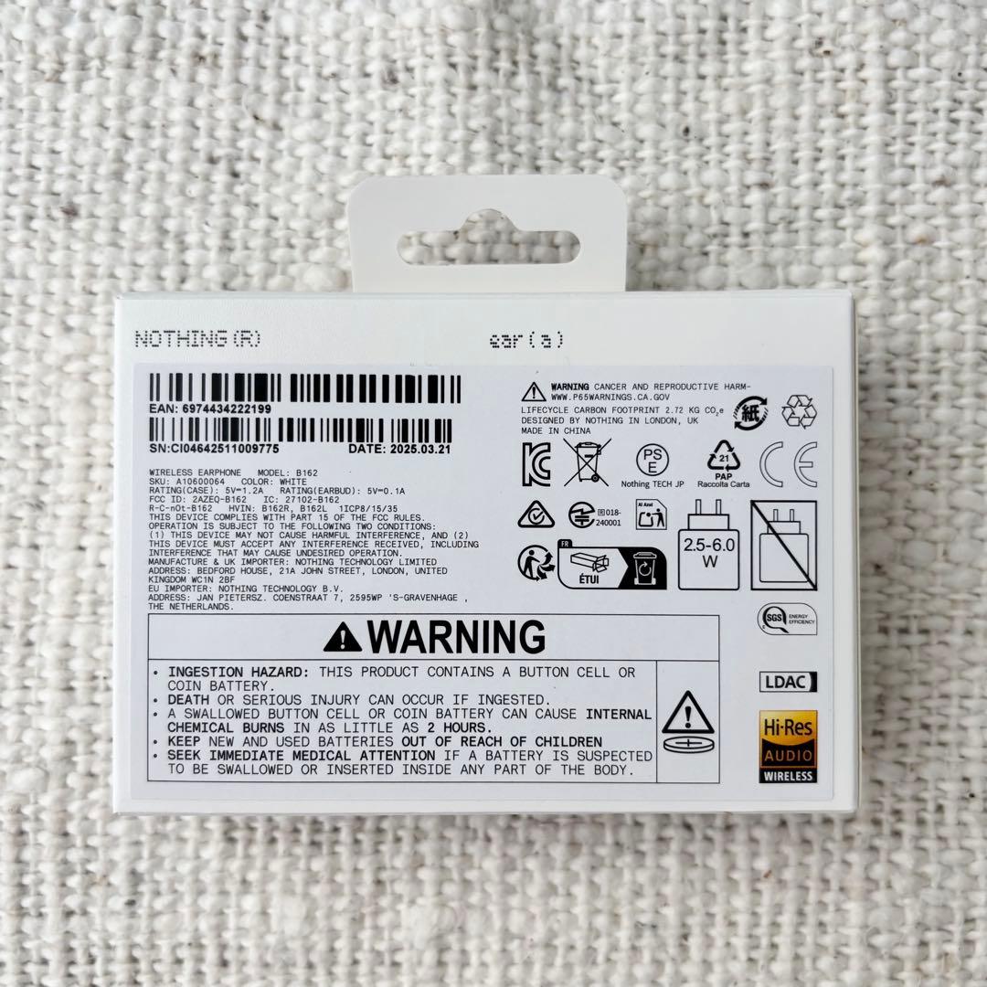 【新品未使用】NOTHING ear(a) ワイヤレスイヤホン