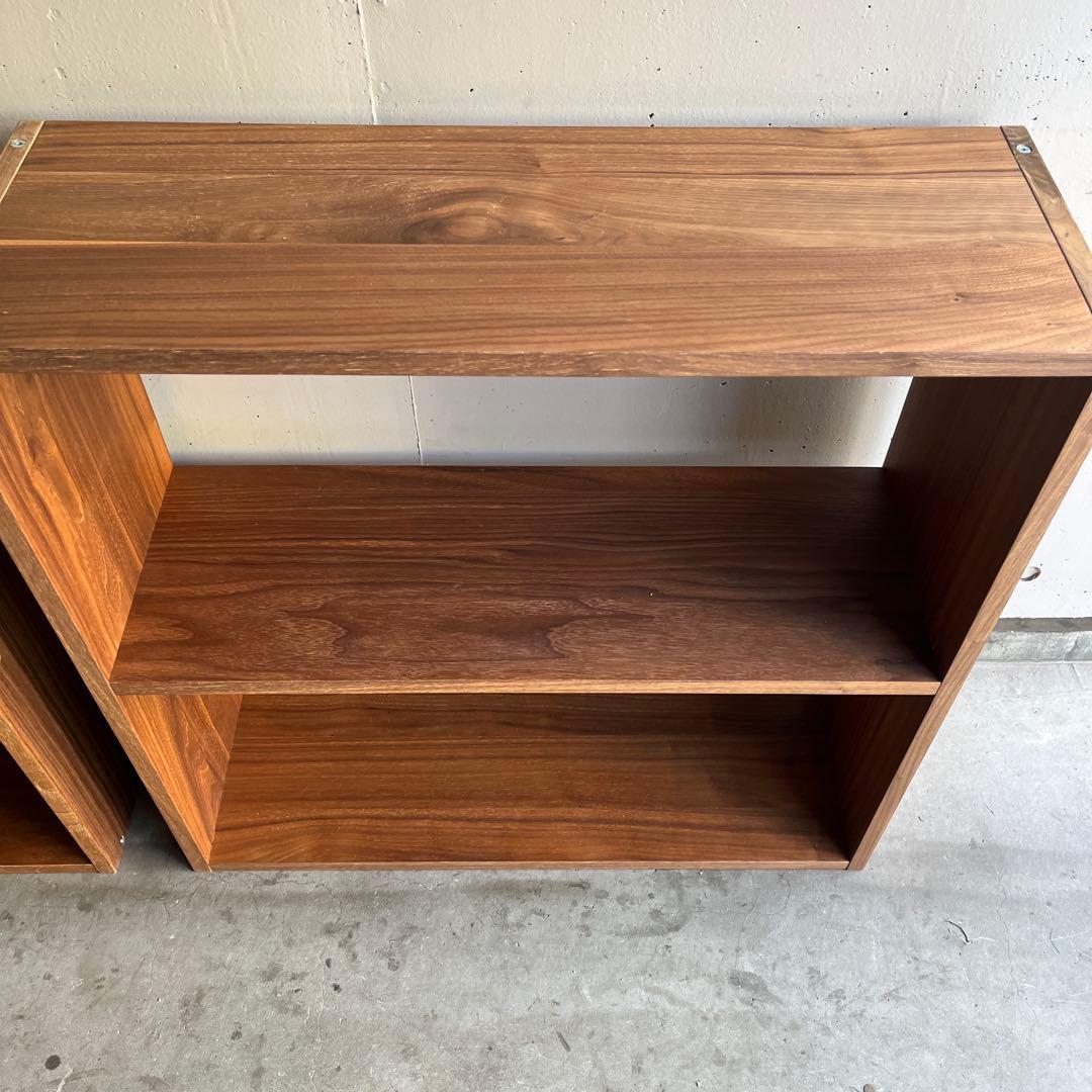 美品★無印 スタッキングシェルフ・ワイド・２段・ウォールナット材 ２個セット