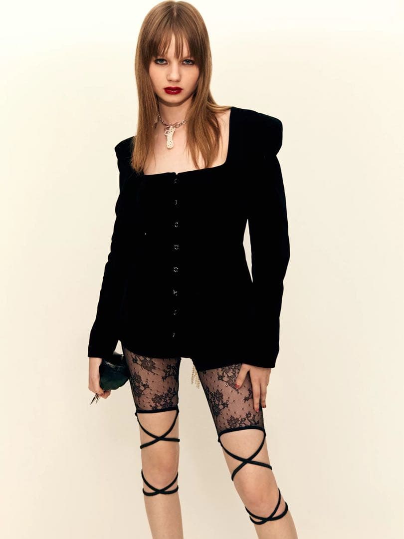 即購可　Nordess レースタイツ　5分丈　ブラック　廃盤　完売品　激レア新品