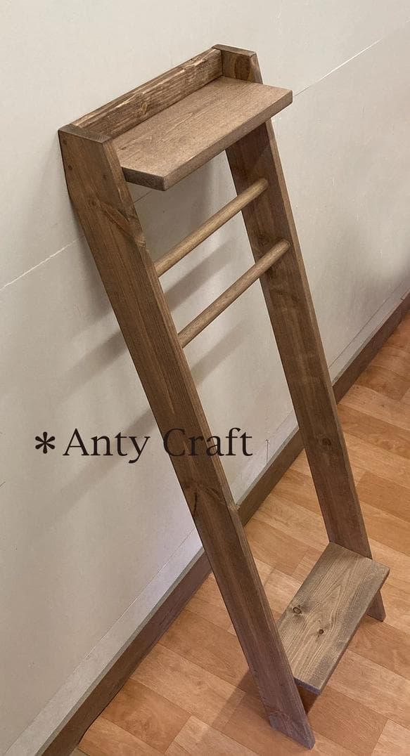 【サイズオーダー可・引取可能】ラダータイプの傘かけ（飾り棚付） 傘立て幅35cm