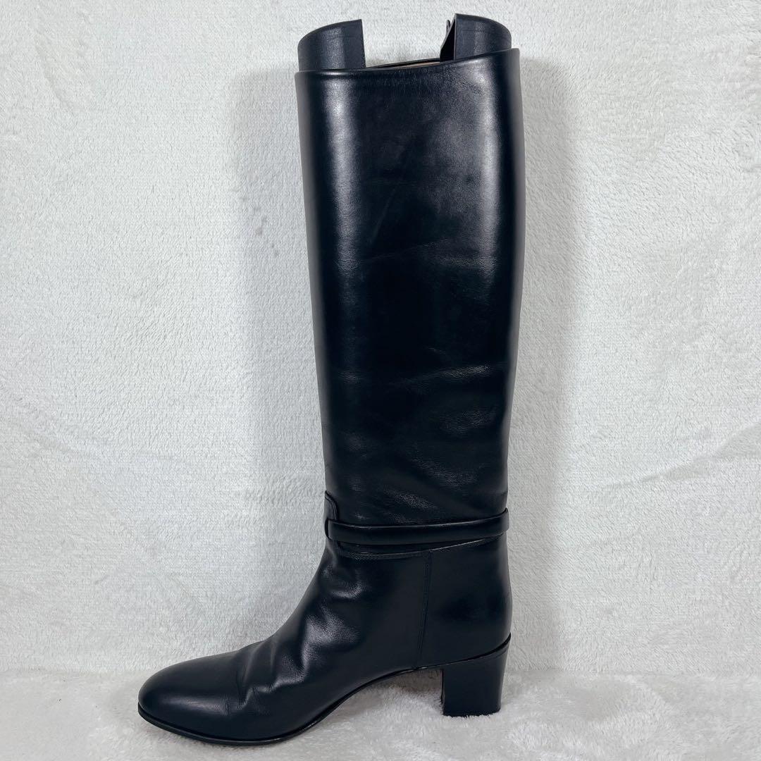 美品✨タニノクリスチー ベルト ロングブーツ ジョッキーブーツ 黒 EU37.5