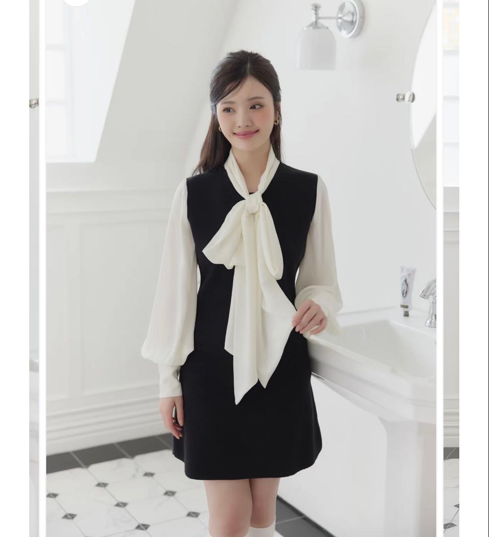 poláura リボンドッキングワンピース