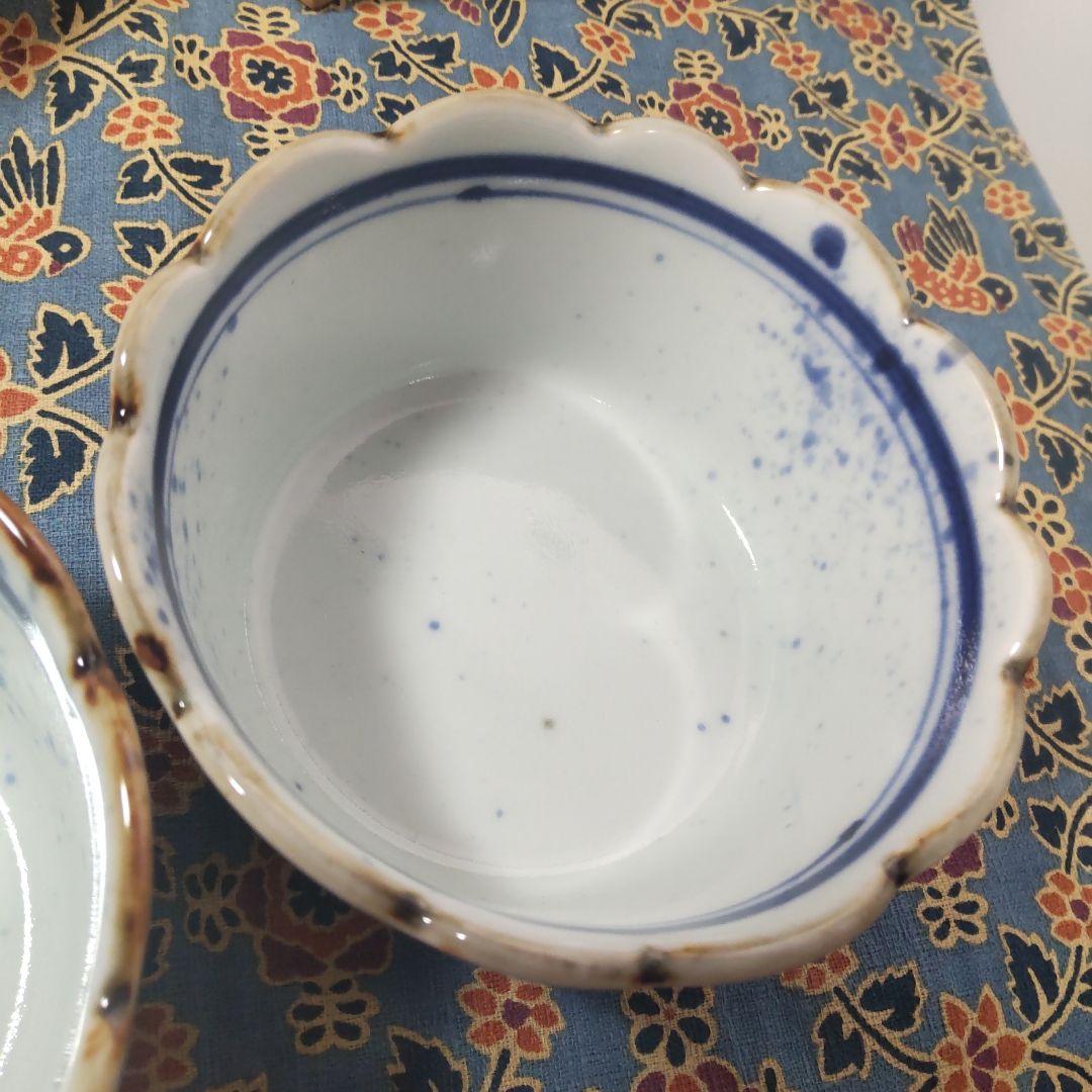 有田焼 福泉窯 染付 果実 小鉢 輪花 5個 木箱付