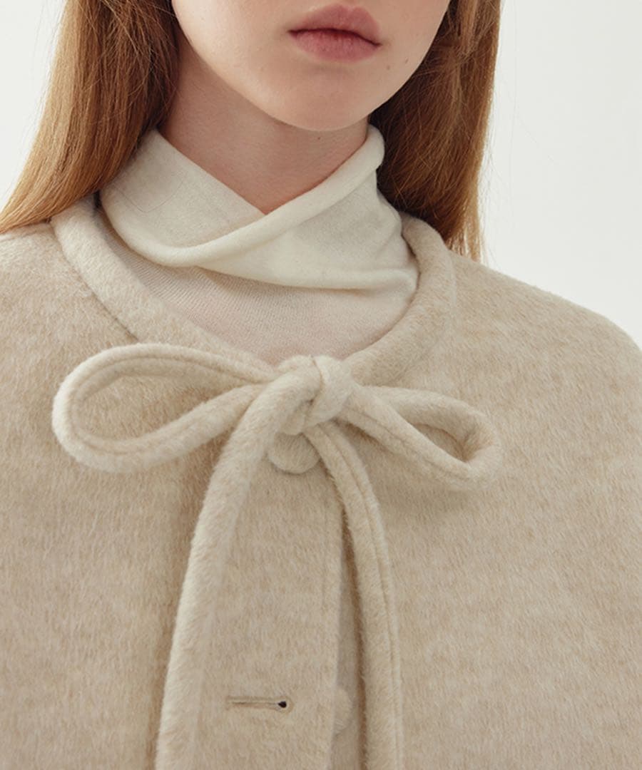 Fanostudios リボンタイ ショートウールコート FQ24W101 Ｓ