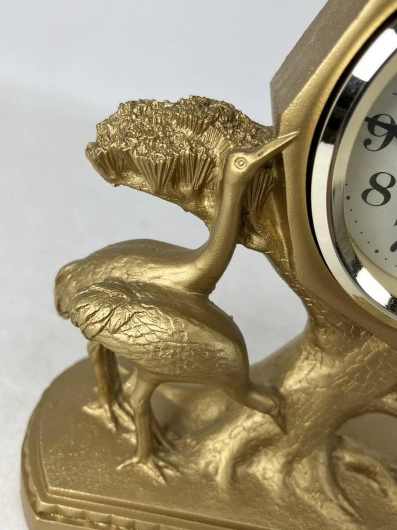 CITIZEN　置時計松鶴　Quartzシチズンゴールドカラーアンティークレトロ