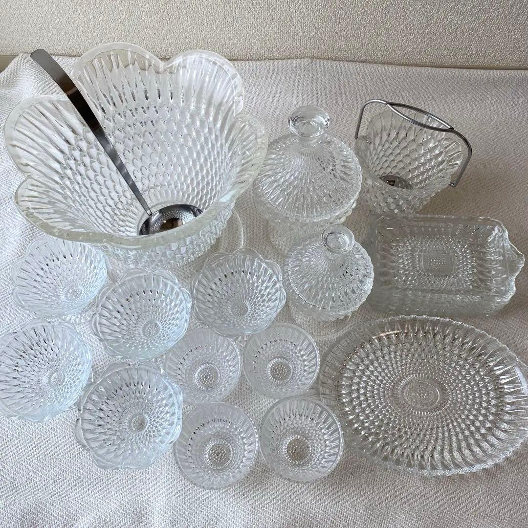 70年代 クリア プレスガラス テーブル セット売 確認ページのため購入不可❗️