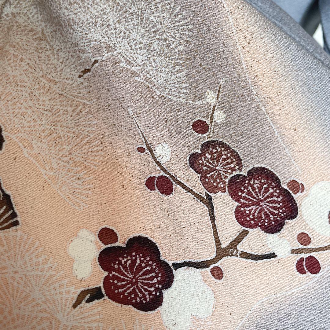 訪問着　帯　のみ　遠山紋様　梅の木　鶴　幔幕文　金彩加工　入学式　卒業式　H6