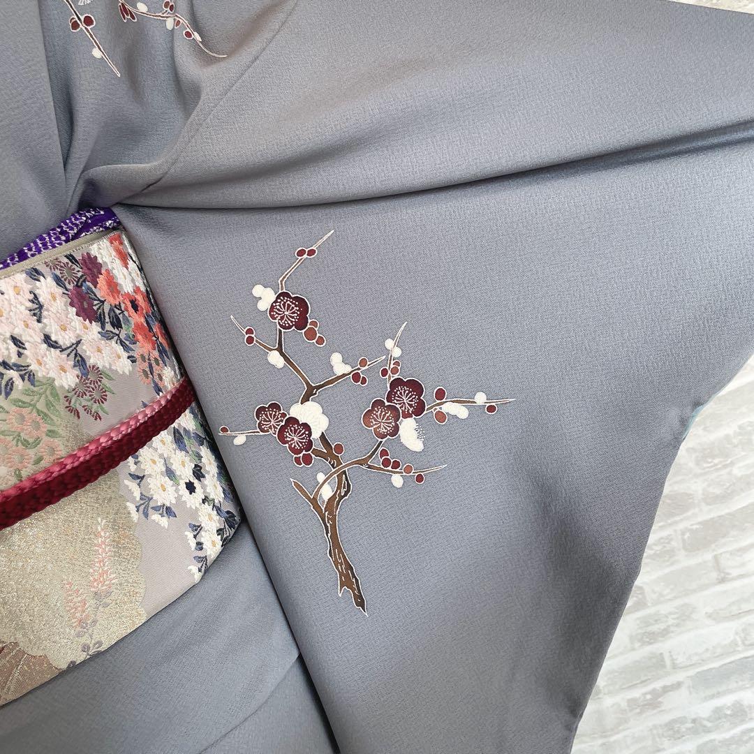 訪問着　帯　のみ　遠山紋様　梅の木　鶴　幔幕文　金彩加工　入学式　卒業式　H6