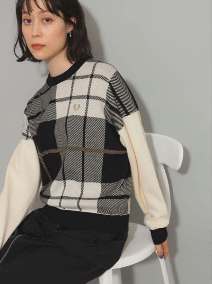 FRED PERRY × Ray BEAMS / 別注 タータンチェック ニット