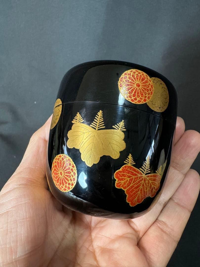 E982 送料無料　金彩蒔絵　棗　在銘　茶道具　茶室　茶道　共箱