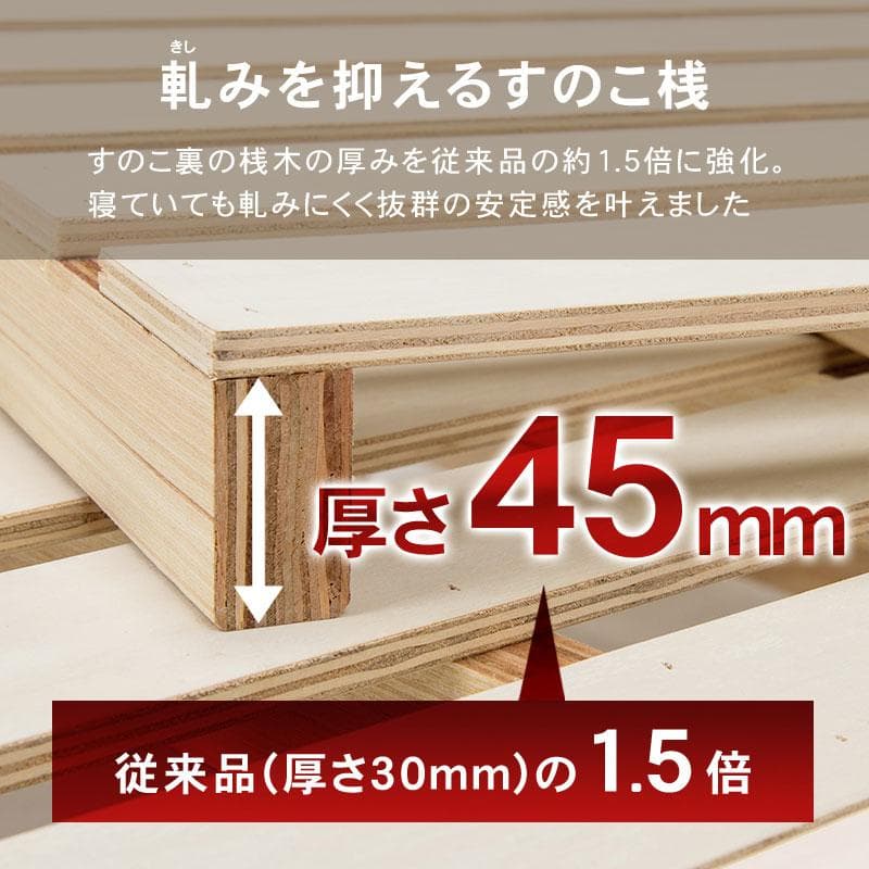 送料無料【新品】天然木　シングルすのこベッド　高さ調節可能　ロングサイズ