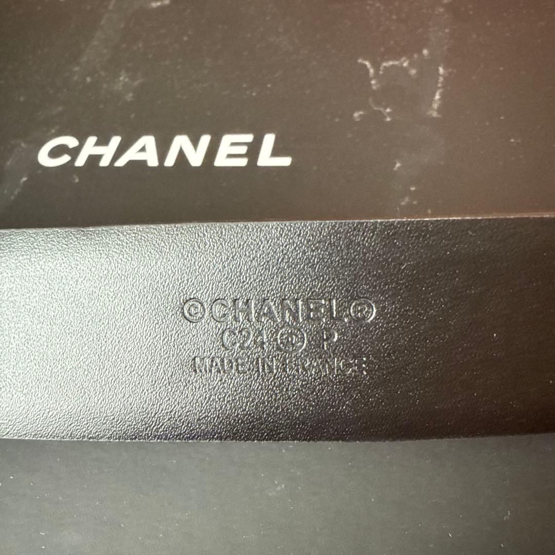 CHANEL 黒レザーベルト CCロゴ