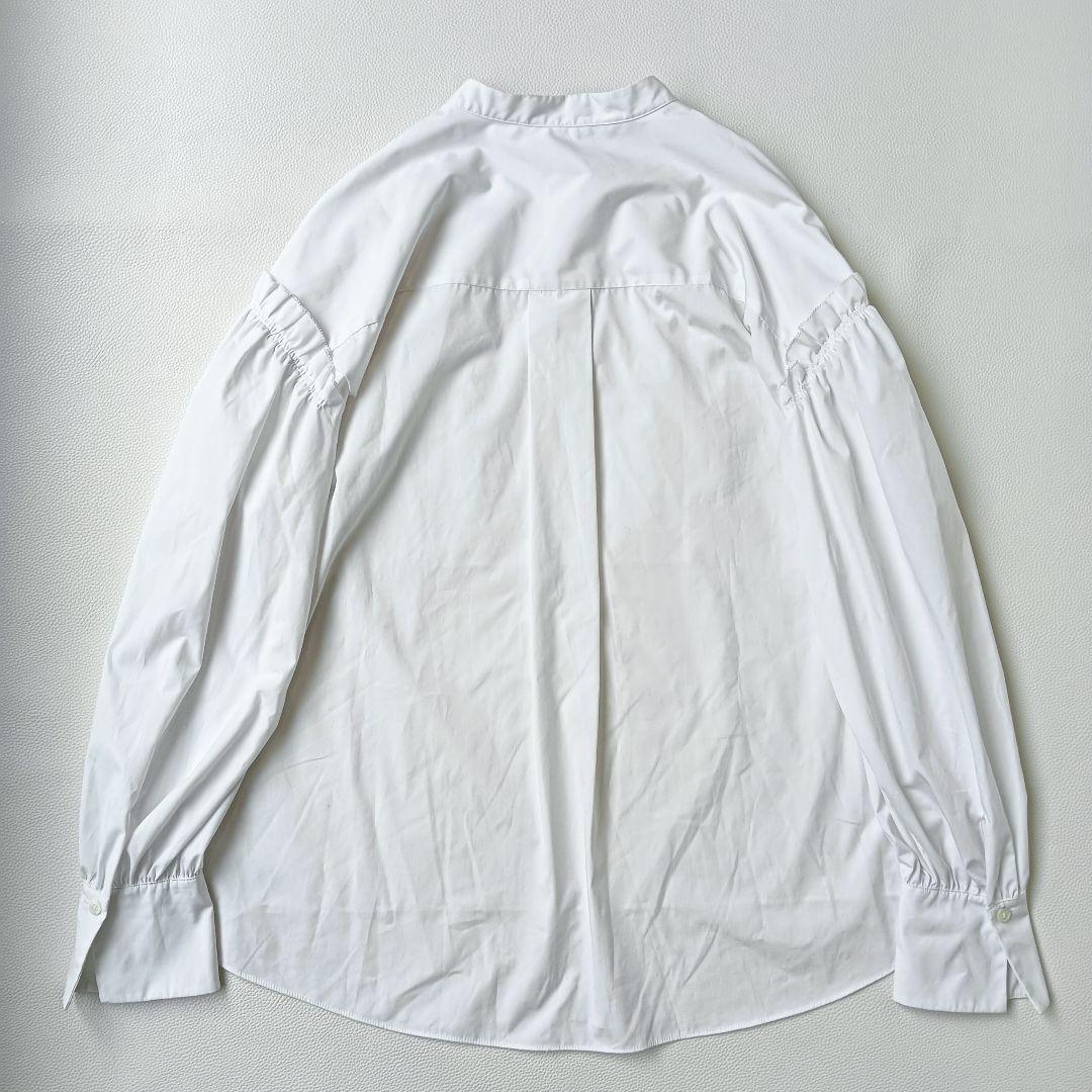 ほぼ未使用✨《セオリーリュクス》25SSバンドカラーブラウス フリル 大きめ