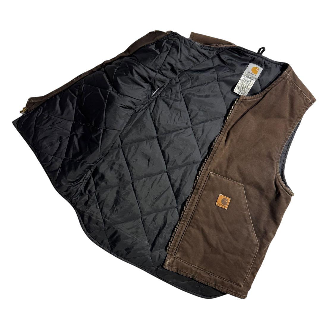カーハート 04年製 USA製 ビンテージ ダークブラウン ダックベスト 古着