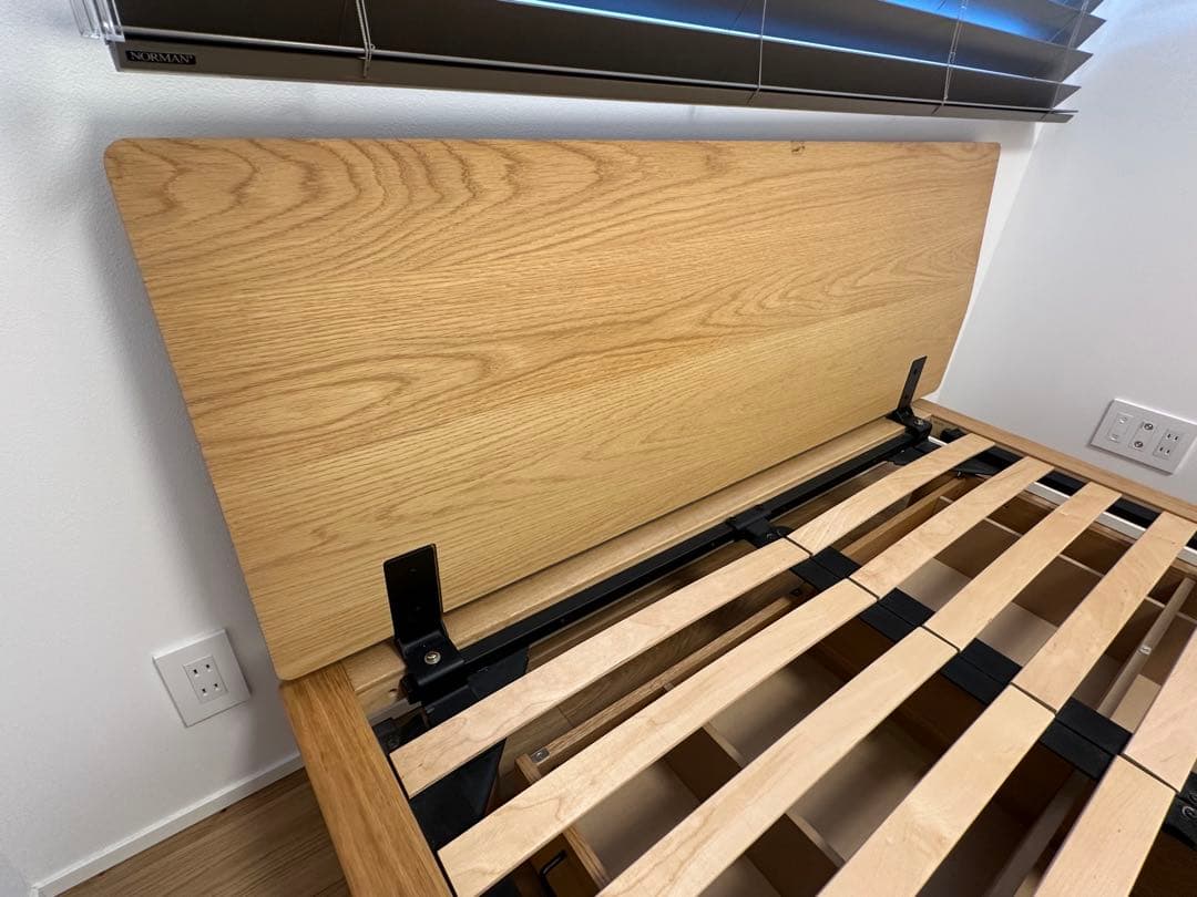 ★おっと★無印良品　ダブルベッドフレーム★収納4個付き　木製オーク