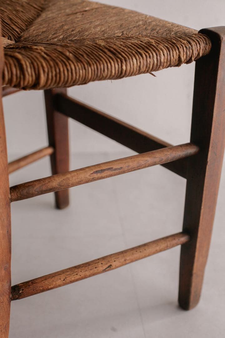 フランス アンティークチェア ラッシュ編み 無垢材 古家具 ブロカント