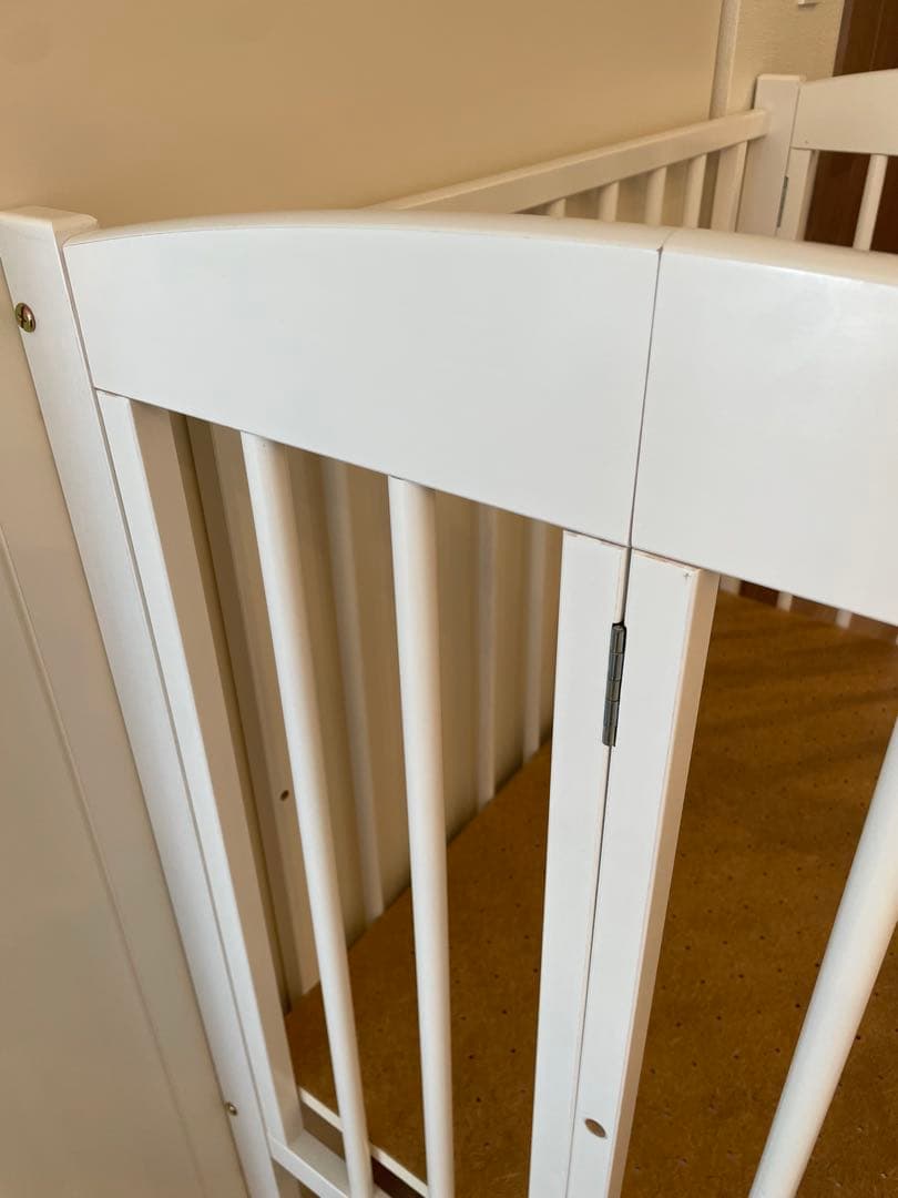 石崎家具　ミニワンタッチハイベッドプチ　ホワイト　折りたたみベビーベッド木製