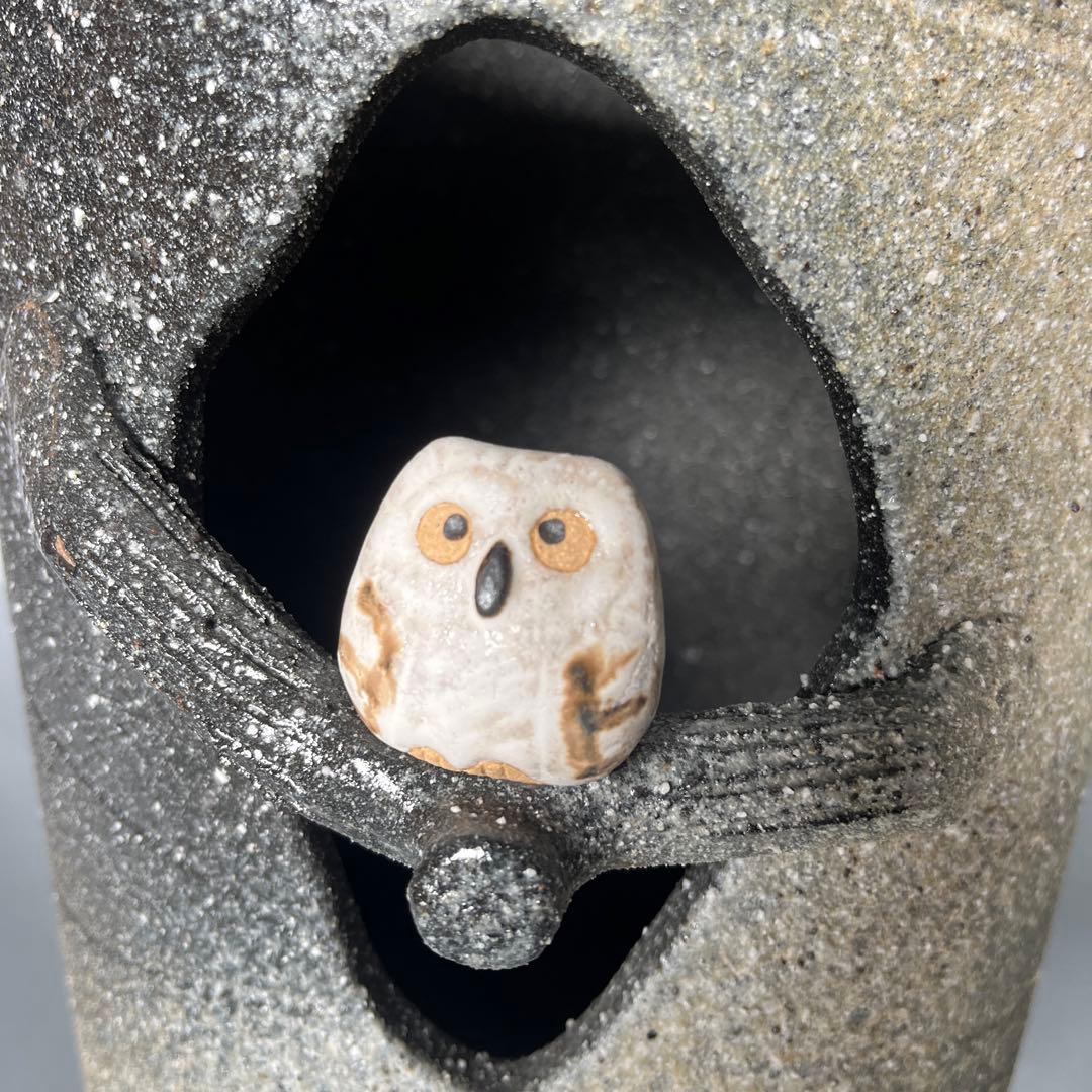 信楽焼傘立て  枝乗りふくろう 高さ４1cm