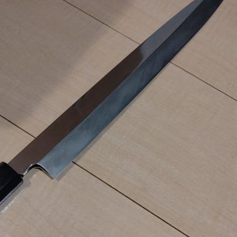 柳刃包丁 V金本焼 紫檀柄